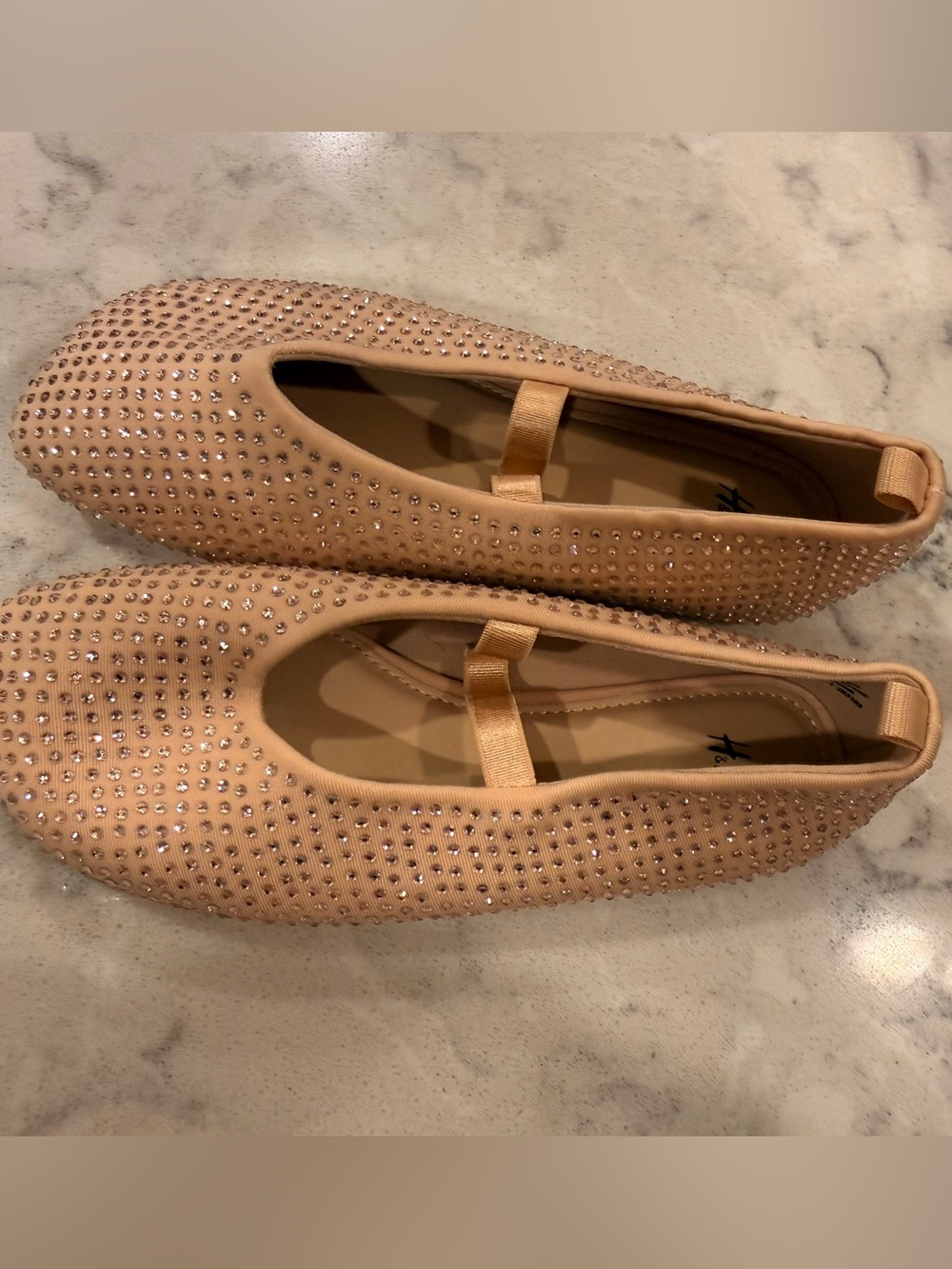 H & M - Like new Beige Crystal Ballet Flats